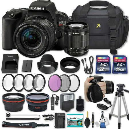 Canon EOS Rebel SL2 DSLR Camera with EF-S 18-55mm f/4-5.6 IS STM Lens + 2 Memory Cards + 2 Auxiliary Lenses + HD Filters + 50
