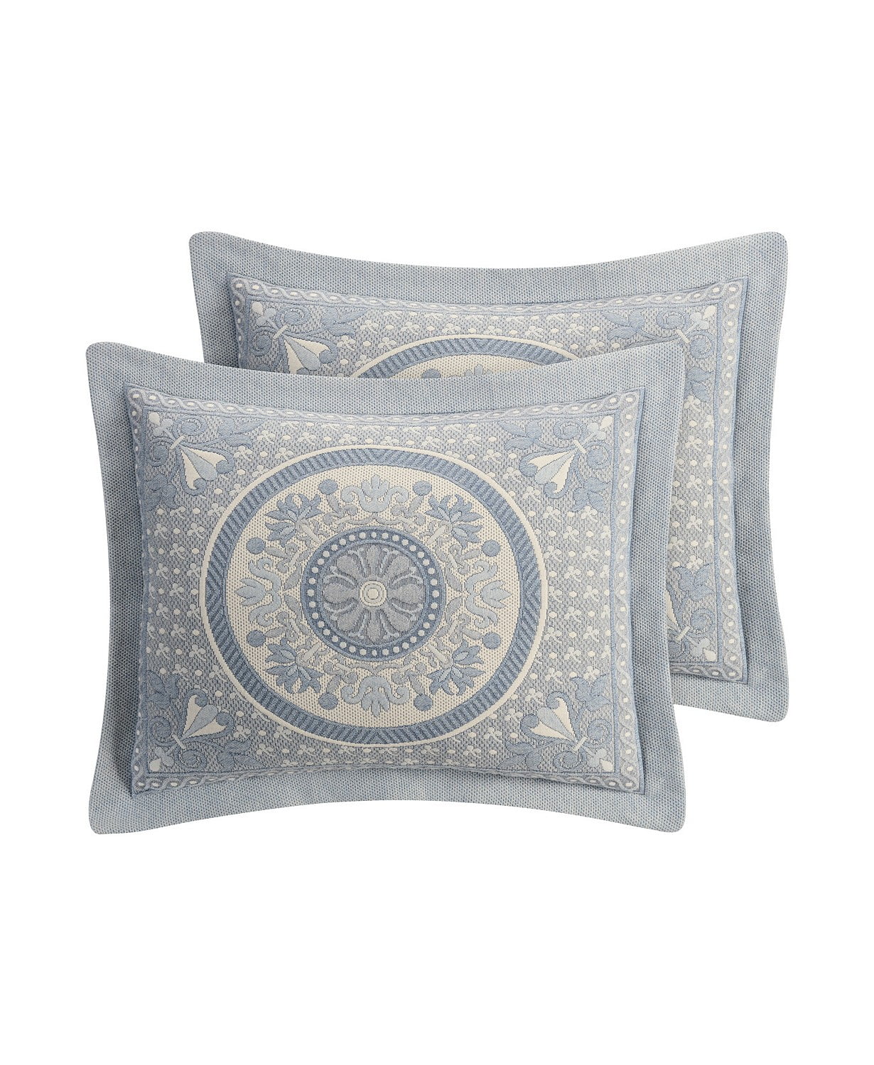 Williamsburg Basset Intricate Pattern Matelasse Standard Sham Bedding Pillow Case, Blue