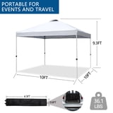 SUNNYOUTDOOR EZ POP UP Wedding Party Tent 10'x10' Folding Gazebo Beach Canopy W/Carry Bag 210D Oxford Fabric
