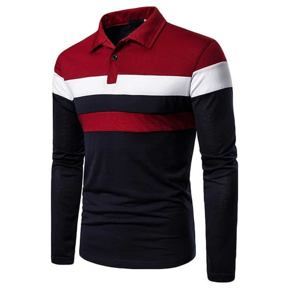 Men's Classic Fashion Striped Polo Shirt Long Sleeve Shirt for Men Casual Sweater Pullover Regular Fit Tops