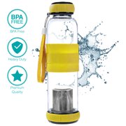 Hi Life Ph Glass high Ph Filtered Water Bottle- Alkaline Antioxidant Water with Silicone Sleeve Grip (550ml, Increases pH up to 9 ) Yellow
