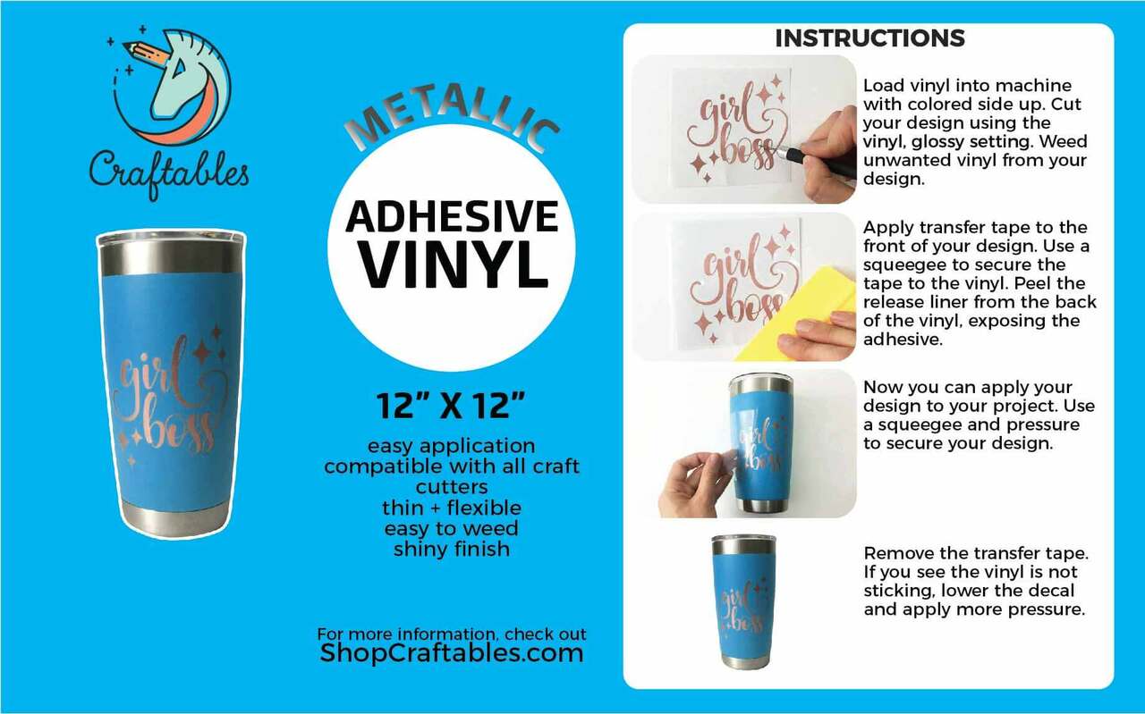 Blue Metallic Adhesive Vinyl Rolls for Cricut, Silhouette, 6 Feet