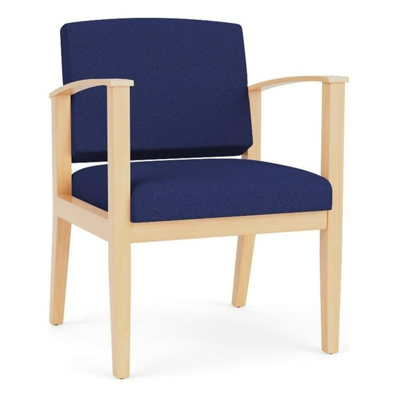 Amherst Wood Reception Waiting Room Healthcare Guest Chair / Natural Wood / Blue
