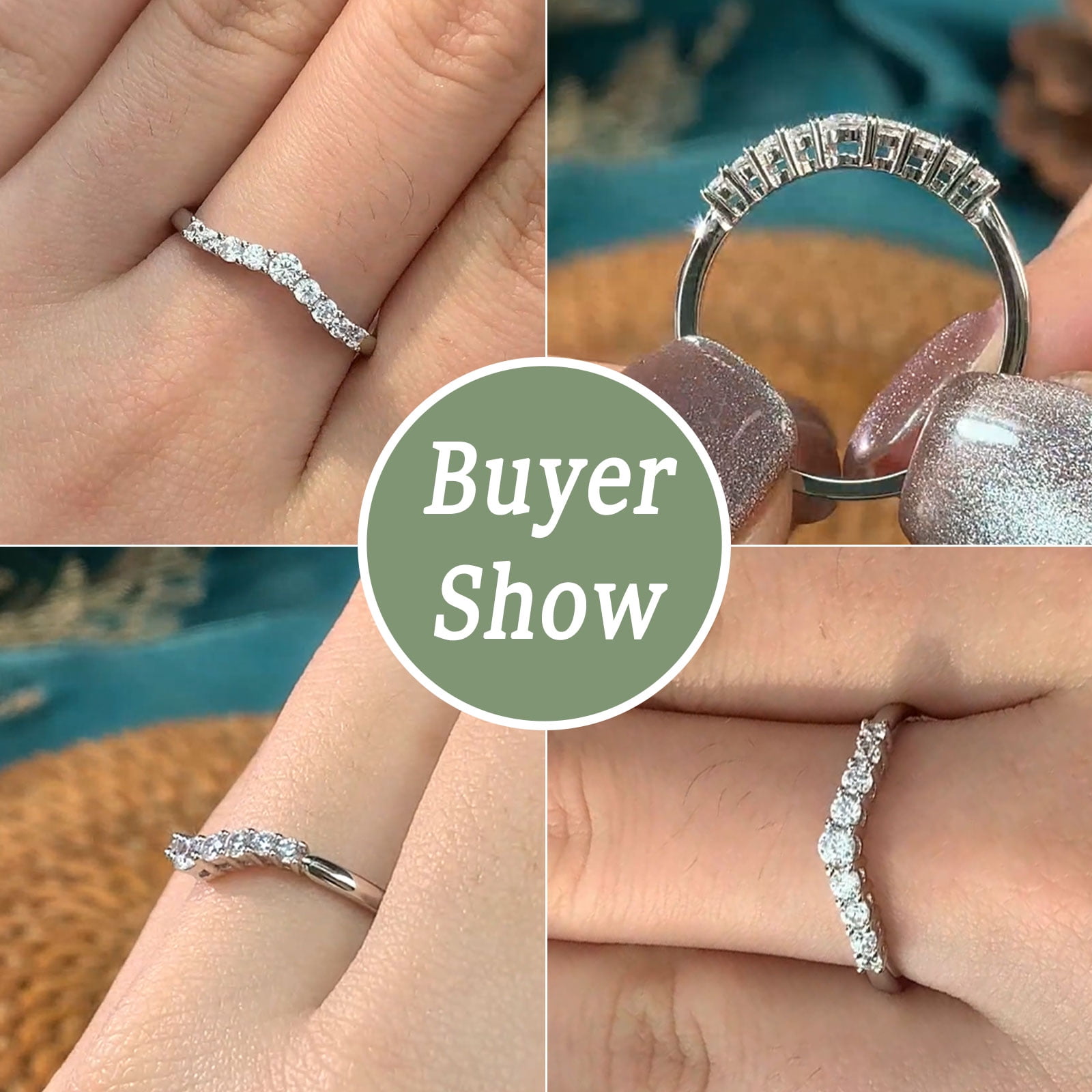 Wuziwen 2 Carat Wedding Ring Set for Women 3Pcs Engagement Rings CZ 925 Sterling Silver Size 6.5