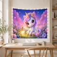thumbnail image 5 of Baby Unicorn Kneeling in a Meadow of Wildflowers, Dreamy Fantasy for Unicorn Lovers, Whimsical Nursery Decor, Birthday Gift Tapestry Wall Hanging for Bedroom and Dorm, 5 of 7