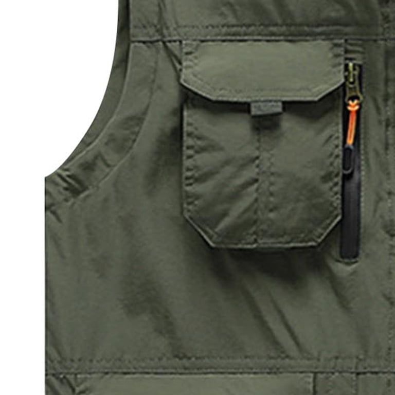 Atogsazn Men Casual Zipper Jacket Loose Stand Collar Sleeveless