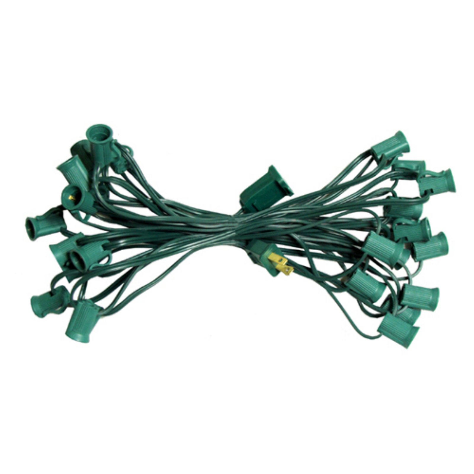 25 ft. Commercial C9 Christmas Light Socket Set with Green Wire 18
