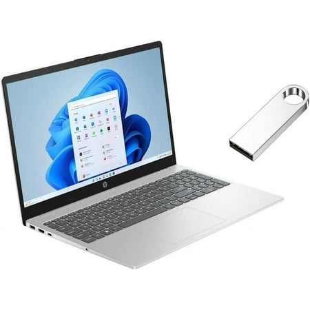 HP 15.6 FHD Display Laptop | Intel Core i5-1235U(Beat AMD Ryzen 5 7520U) | Intel Iris Xe Graphics |Camera|Silver| WIFI | 8GB RAM | 256GB SSD | Windows 11 Home | Bundle with 64GB USB Flash Drive