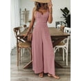 thumbnail image 2 of Zukuco Women's Elegant Sleeveless Jumpsuit - V-Neck Wide Leg Romper with Back Bow, Summer Casual Beachwear Vacation Outfit, M, 2 of 6