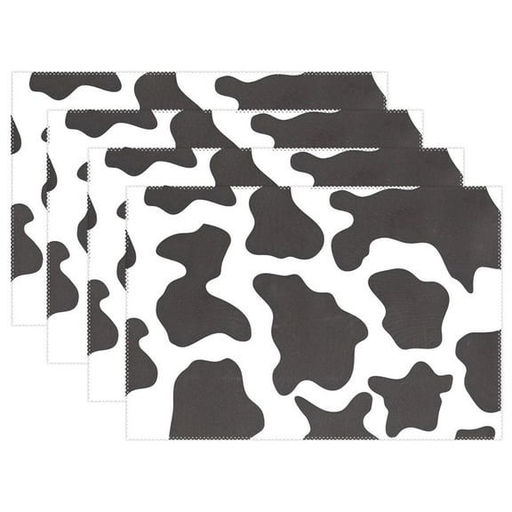 Ryvnso Placemats Set of 4 Cow Print Dining Mats Heat-Resistant Non-Slip Washable Table Mat