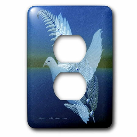 Dove Bird Saddle Plug - 3dRose Silverwing - Fractal Dove - Bird Art - 2 Plug Outlet Cover (lsp_6562_6)