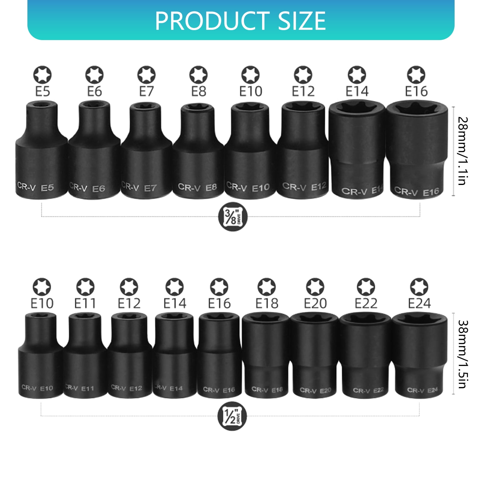1/2inch 3/8inch Drive Power Reinforced Nut Driver Drill Bit Quick Releases Impacts Socket Adapter for Woodworking