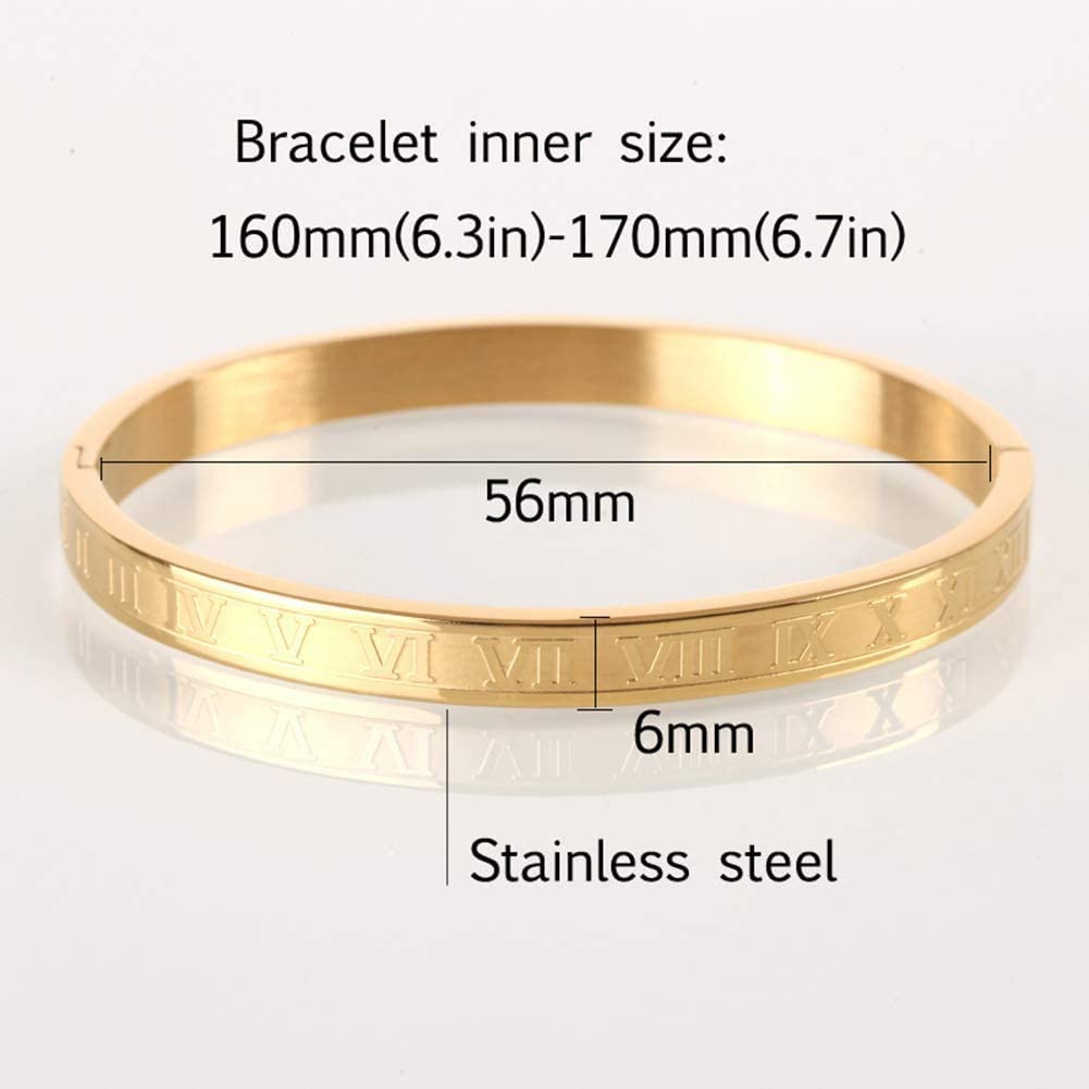  Jaline Gold Silver Rose Gold Plated Bracelets for Men Women  Roman Numeral Bangle Bracelet Stainless Steel Personalized Engraved Unisex  Gift (2 Pcs Mens Rose-Gold Bangle): Clothing, Shoes & Jewelry