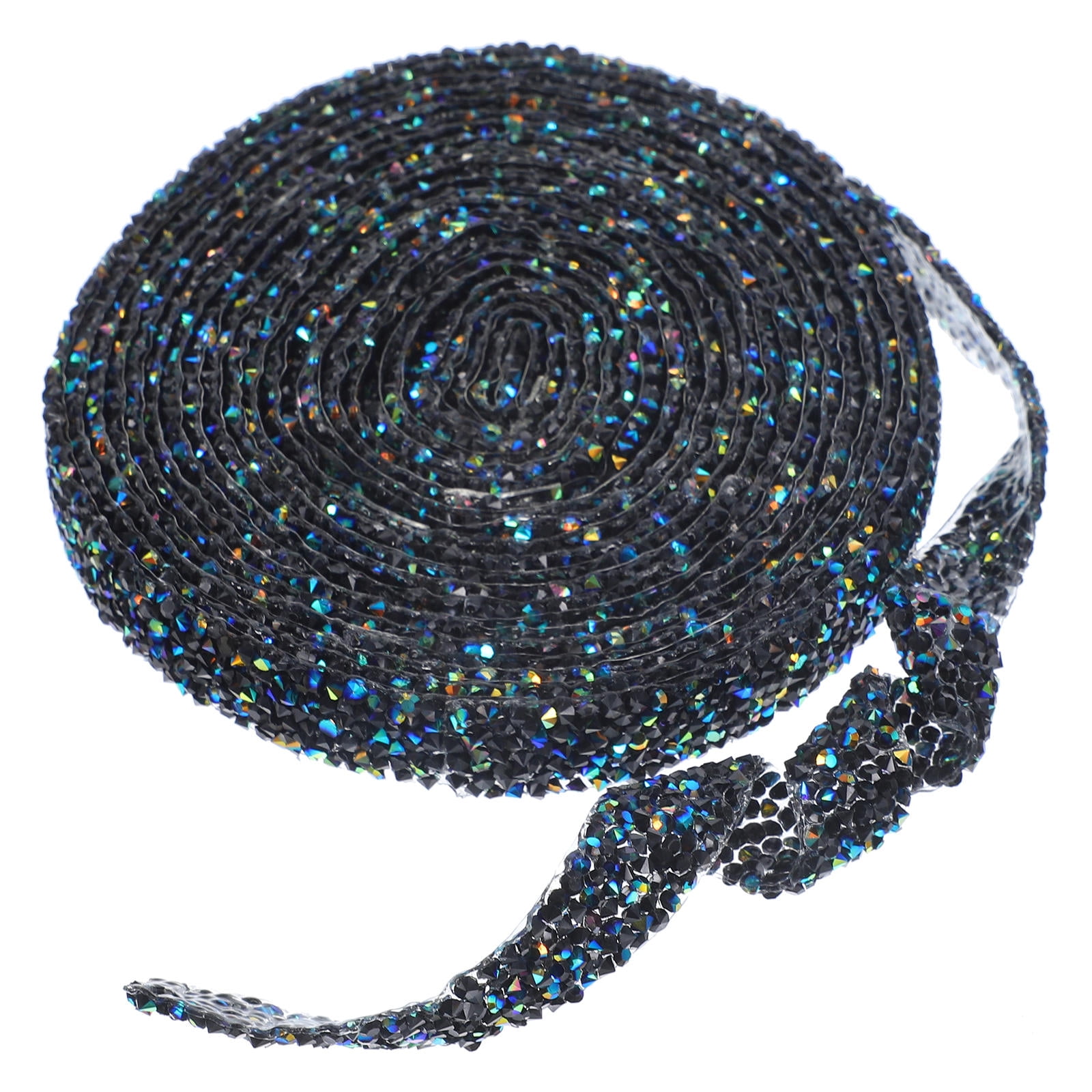 KAKOWELY 1 Roll Resin Rhinestone Tape Black Blue Ab for Vases Vehicles Women Self Adhesive Decorative