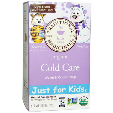 Traditional Medicinals, Just for Kids, Organic Cold Care, Naturally Caffeine Free Herbal Tea, 18 Tea Bags, .96 oz (pack of (Best Herbal Tea For Cold)