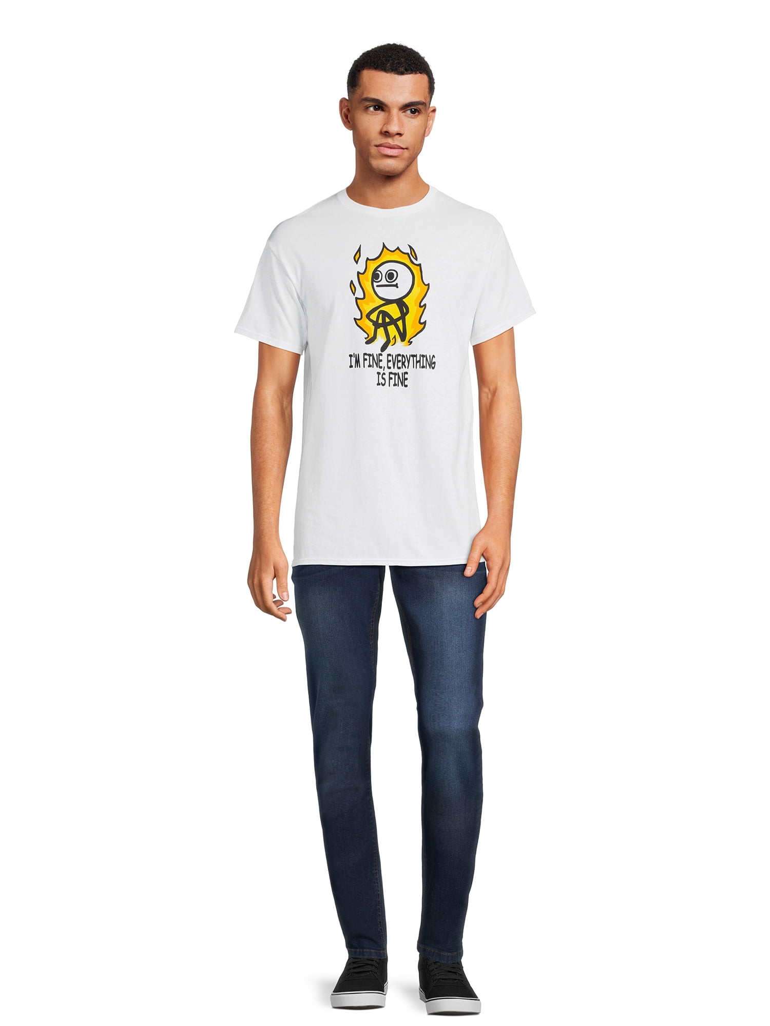 I'm Fine Stick Man Men's Graphic Tee with Short Sleeves, Sizes S-3XL