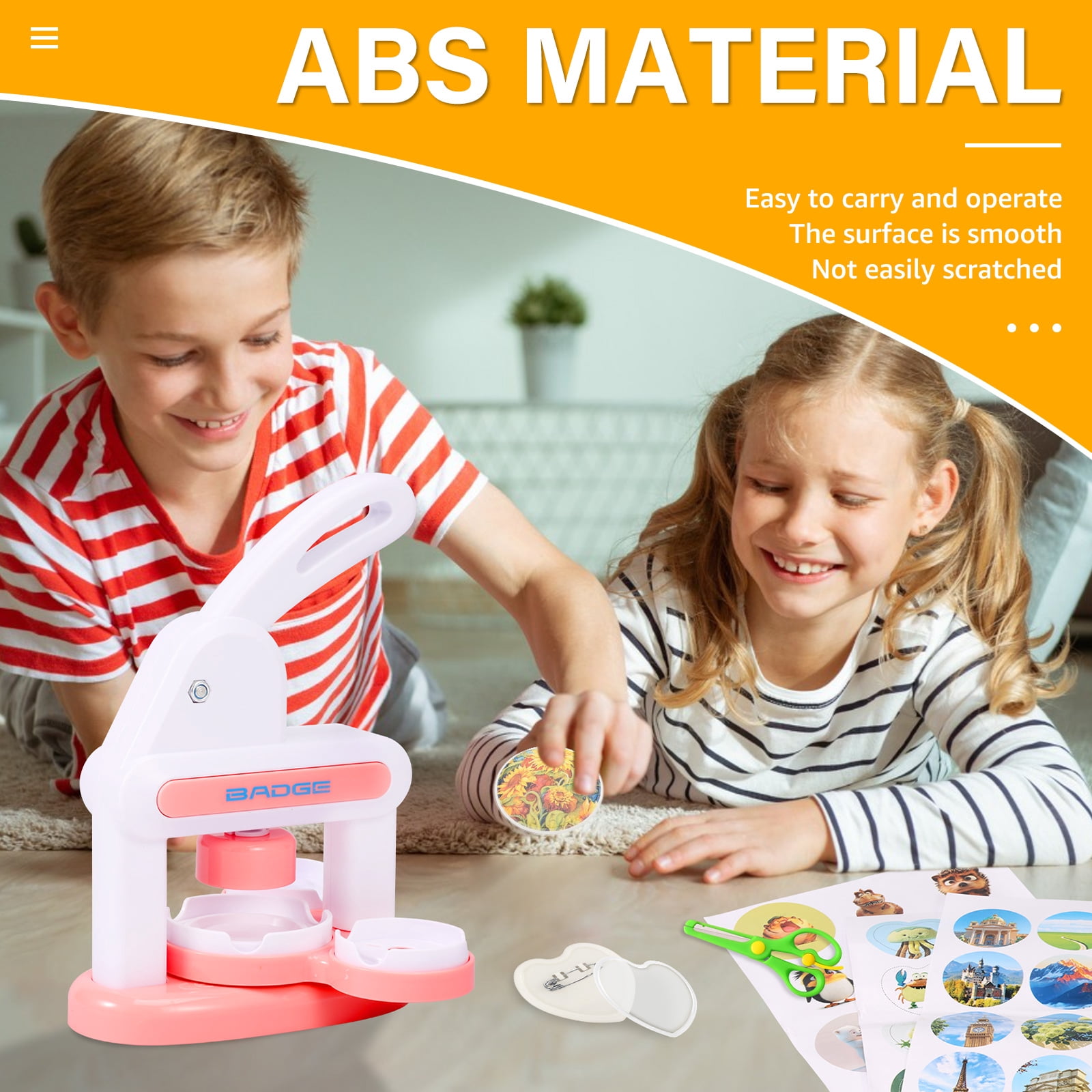 ABS Badge Making Kit Cultivate Creativity Pin Maker Kit Foster Hand On Skill Badge Maker Machine Add Fun DIY Machine for Children