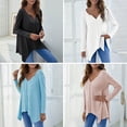 thumbnail image 3 of Camiseta suelta para mujer, manga larga, cuello en V, dobladillo irregular, camisas, jerseys Abanopi Aqua/Pequeña, 3 of 7