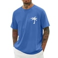 thumbnail image 3 of T Shirt for Men Cotton Quarter Sleeve Big & Tall Business Casual T Shirt Snug Fit Solid Color Crew Neck Casual Summer Beach Basic Shirts, 3 of 5