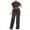 00 # Black, variant on REORIAFEE Sexy Outfits for Women Cute Summer Outfits Women's Plus Size Short Sleeve Round Neck Bandage Pullover Tops + Long Pants Set Black L