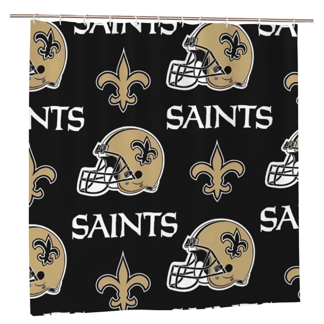 NOS_Saints Cortina de ducha impermeable de secado rápido para baño, cortina de ducha con ganchos, decoración de fútbol americano, juego de cortinas de ducha para baño de plástico de 60 x 72 pulgadas
