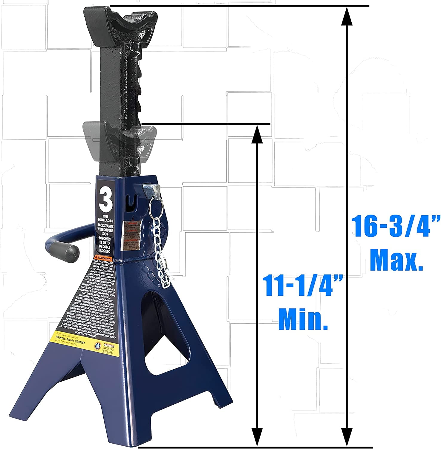 TCE 3 Ton (6,000 LBs) Capacity Double Locking Steel Jack Stands, 2 Pack, Blue, DMT43002AU