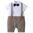 thumbnail image 3 of CARETOO Infant Boy Outfits 4Pcs Newborn Tuxedo Short Sleeve Gentleman Wedding Jumpsuit Vest Bowtie, 3 of 6