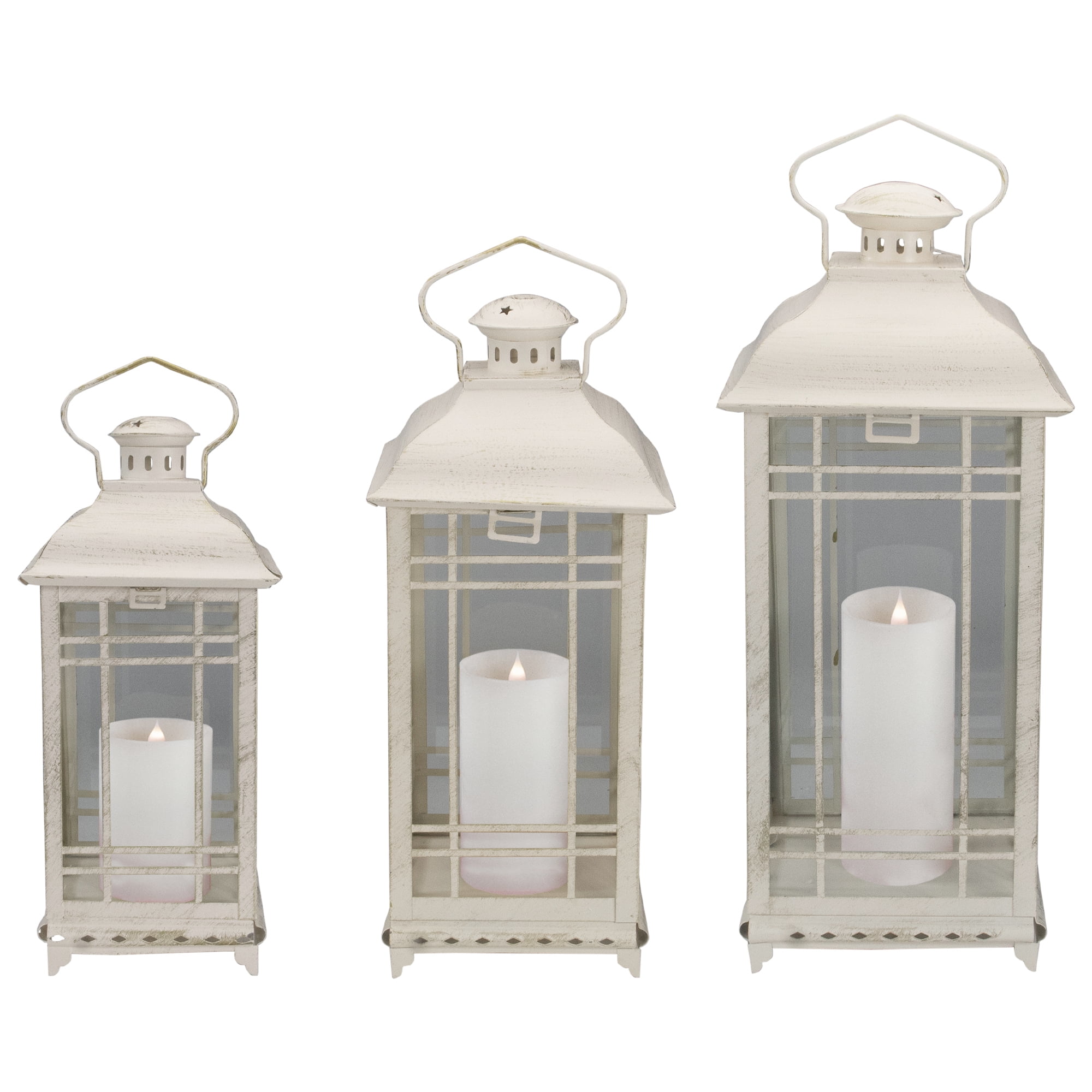 3 ivory WHITE nautical LIGHTHOUSE 12" Candle holder Lantern wedding centerpiece 