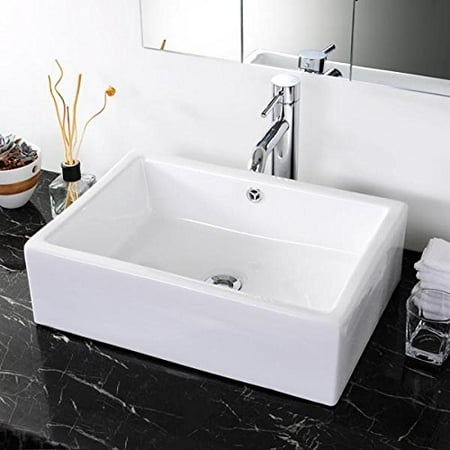 Koval Inc Bathroom Rectangle Shape Porcelain Sink Overflow With Drain