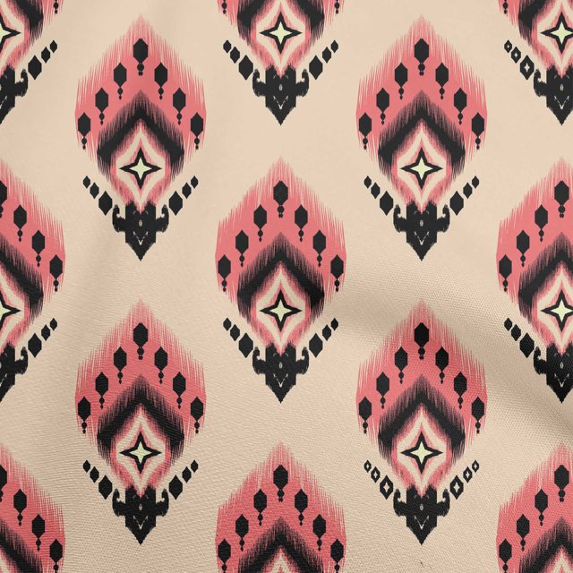 oneOone Cotton Cambric Light Beige Fabric Asian Ikat Sewing Craft Projects Fabric Prints By Yard 56 Inch Wide
