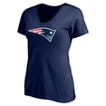 thumbnail image 2 of Women's Fanatics Mac Jones Navy New England Patriots Logo Player Icon Name & Number V-Neck T-Shirt, 2 of 3