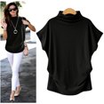 thumbnail image 2 of Cuello alto T-sleeve camiseta de manga corta fábrica de mujeres Eccomum Negro M, 2 of 2