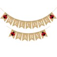 thumbnail image 1 of EeaseCA 1 Set Baby Birthday Party Cartoon Linen Swallowtail Banner Hanging Ornament, 1 of 8