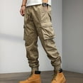 thumbnail image 4 of LIUJUNSHOP Casual Men's Cargo Pants Mens Fashion Loose Fit Cargo Pants with Multiple Pockets Elastic Waistband Comfortable Trousers for, 4 of 9