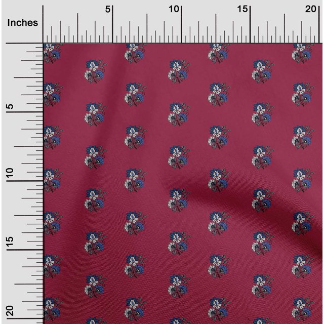oneOone Cotton Cambric Fabric Floral Block Print Sewing Fabric BTY 56 Inch Wide