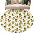 thumbnail image 2 of Round Area Rug 6 Ft, Summer Pineapple Washable Non-Slip Circle Carpet for Living Room/Bedroom, Tropical Plants Fruit Yellow Grey Blocks Low-Profile Indoor Mats Collection Rugs for Residential, 2 of 7