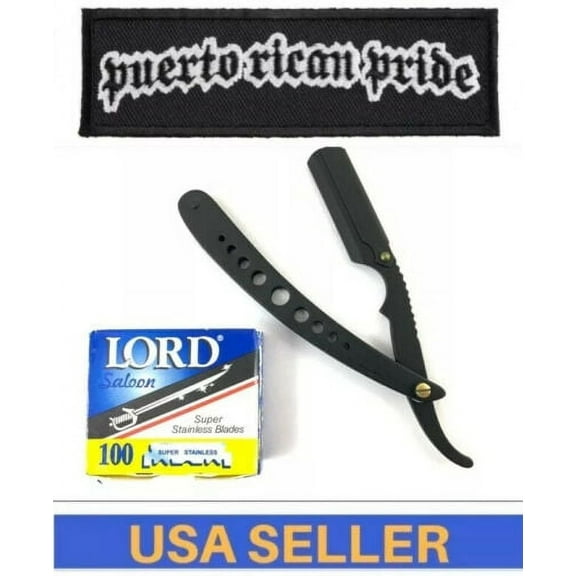 100 HOJAS LORD NEGRA BARBERO Afeitado RECTA NAVAJA CLASICA CORTE GARGANTA PLEGABLE SALON