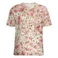 thumbnail image 5 of Floral Colorful Flower Women's Short Sleeve T-Shirt Crew Neck Casual Summer Trendy Loose Fit Tops, 5 of 6