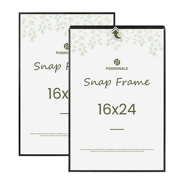 Podronale 16x24 Snap Frame, Black Poster Frame for Wall, Plexiglass, 2PCS