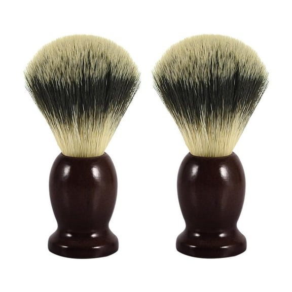 Shaving Brush - Wooden Handle, Nylon Hair, Brown, 10*3.7*3.7cm, Perfect for Traditional Shaving, Includes 2/4 Shaving Brushes for Men