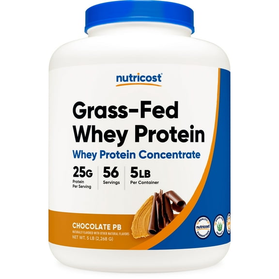 Nutricost Grass-Fed Whey Protein Isolate Powder 5LBS (Chocolate Peanut Butter) 55 Servings