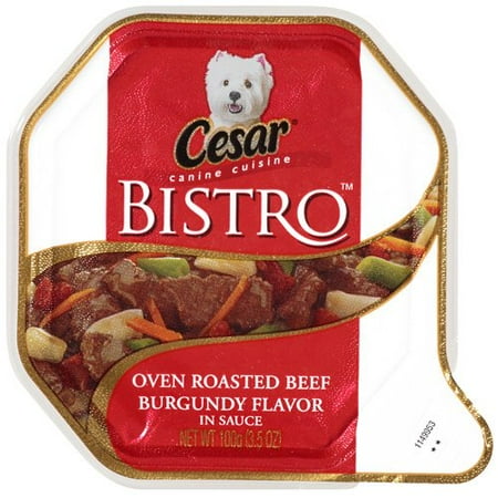 CESAR Canine Cuisine Bistro Oven Roasted Beef Burgundy Flavor Adult Dog Food Tray, 3.5 Oz.