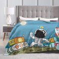 thumbnail image 4 of DouZhe Ultra-Soft Micro Fleece Lightweight Flannel Bed Blanket, Spaceman Rocket Moon Spaceship Print Cozy Warm Throw Blankets, 60"x50", 4 of 7