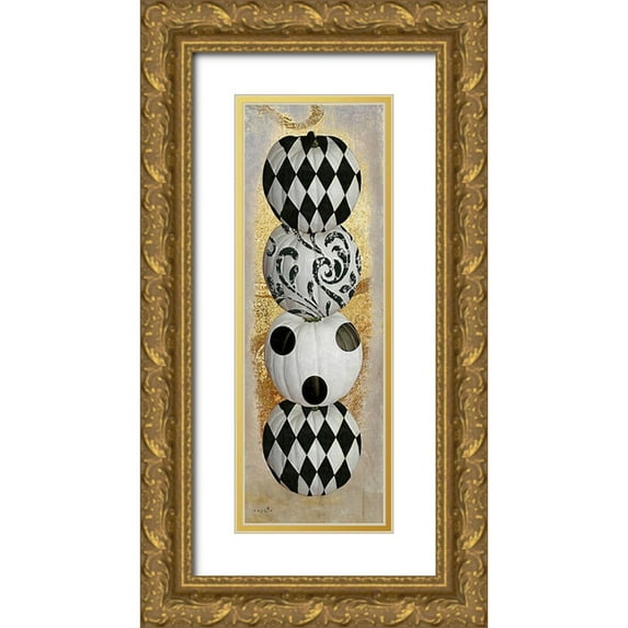 Sophie 6 13x32 Gold Ornate Wood Framed with Double Matting Museum Art Print Titled - Patterned Pumpkins