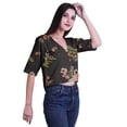 thumbnail image 4 of Moomaya Printed Cotton Top For Womens V-neck Crop Top Elbow Sleeve Summer Blouse T-shirt, 4 of 7