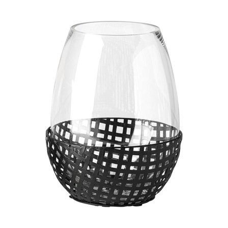 Reena II Large Black Woven Metal Base Table Candle Holder