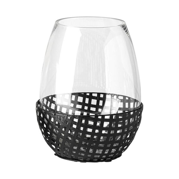 Reena II Large Black Woven Metal Base Table Candle Holder
