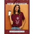 thumbnail image 4 of Xuanfei Women Dandelion Graphic Round Neck Short Sleeve T-Shirt, 4 of 7