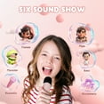 thumbnail image 3 of Mini Karaoke Machine, Karaoke Machine for Kids Toys, Portable Bluetooth Speaker Mini Karaoke Machine with 2 Wireless Microphones, Karaoke Gifts for Adults Kids Birthday Home Party (Pink), 3 of 9