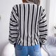 thumbnail image 5 of Mujeres V Masajeadores de cuello Cruz tie suéter casual elegante puff manga colorblock rayas punto Tops, 5 of 7